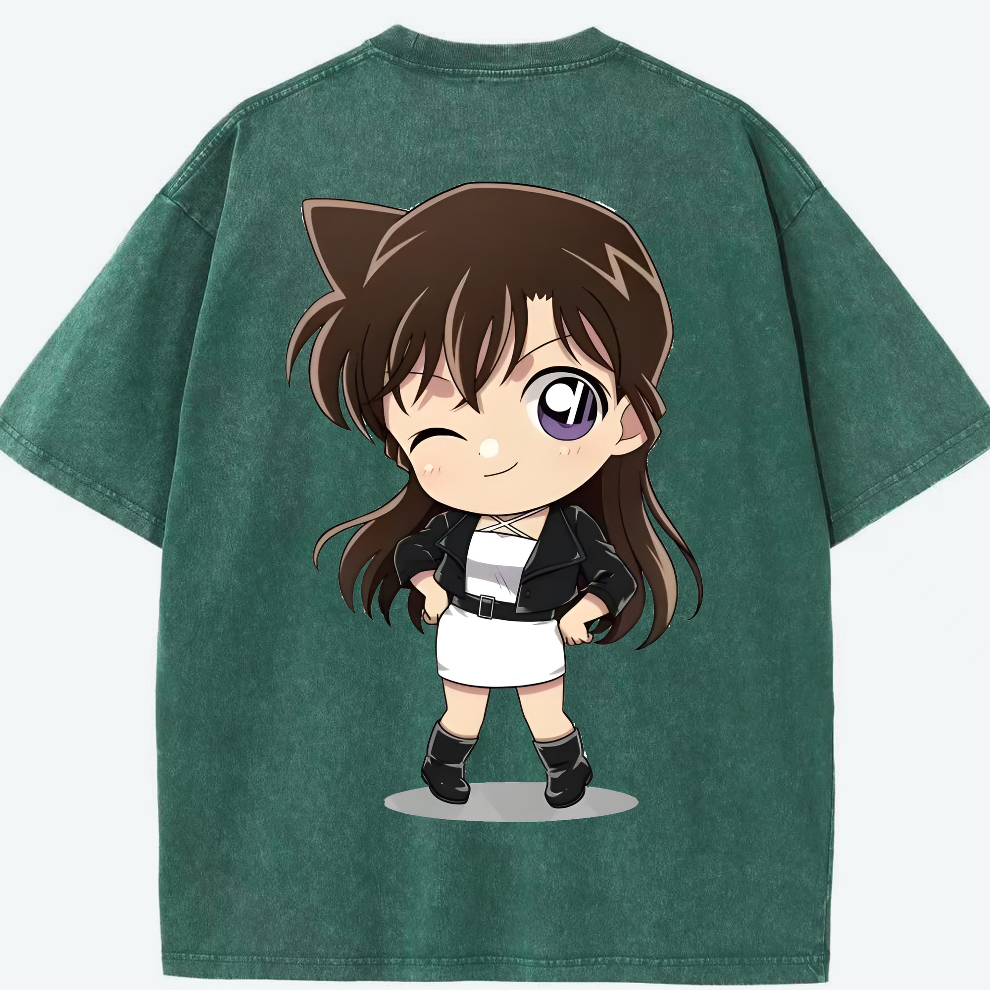 （画像用） 名探偵コナン 毛利 蘭 もうり らん、モーリ ラン Detective Conan Rachel Moore 綿100% ヴィンテージ風 半袖Tシャツ（背面プリント）